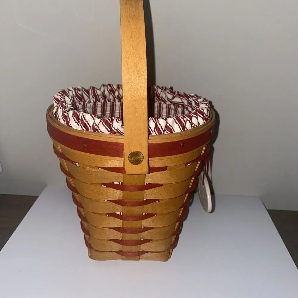 Longaberger 1996 Sweetheart Bouquet Basket Combo Protector Liner & Tie-On - Picture 8 of 9